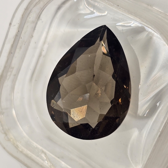 JTV Jewelry - Large Pear Facet Cut Smoky Quartz